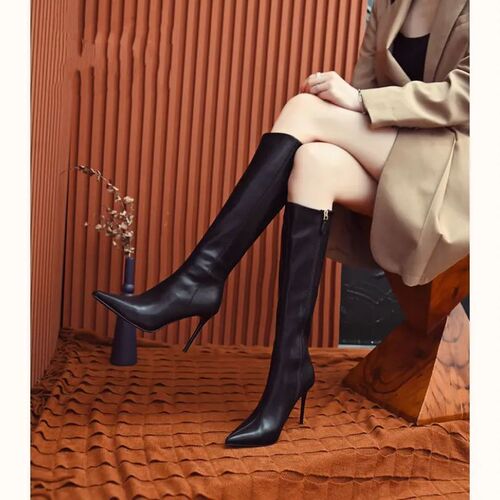 Over-the-knee pure desire pointed toe fashion boots, new trendy, delicate-heeled fairy-style, stylish and versatile over-the-knee boots
