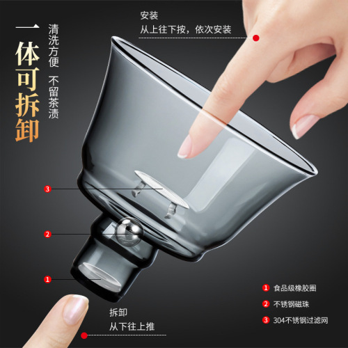 Lazy person tea brewing accessories, palace lamp wood stand, steel ball filter screen, tea cup, tea bowl, magnetic accessories, glass public cup, cover bowl