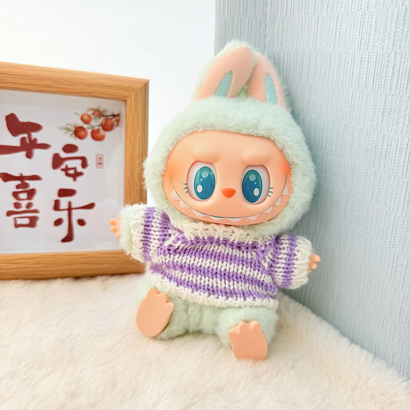 Solo ropa] Llavero de primera y segunda generación Labubu colgante de ropa Rabubu ropa de bebé suéter de punto traje de sombrero