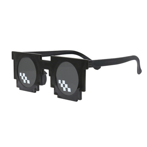 Square mosaic pattern sunglasses, anime cool-style glasses, censored rectangular pixel sunglasses