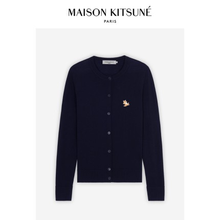 Mai*on Kit*une2021 novo outono e inverno preguiçoso raposa bordado feminino lã casual cardigan de malha