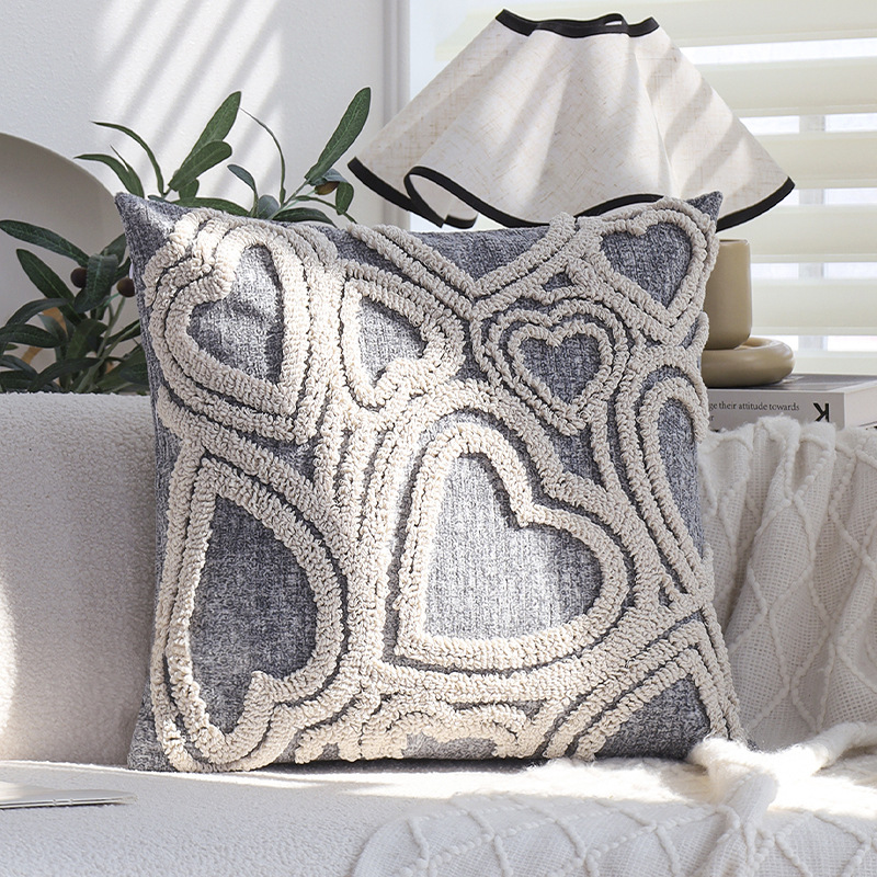 Almohada estilo ins funda de almohada de color sólido funda de cojín de sofá de terciopelo de anillo de chenilla de cama cubierta de cojín de coche de dormitorio al por mayor