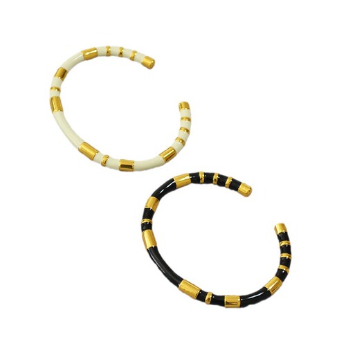 French-style niche design, irregular bamboo joint shape, hand-painted enamel, gold-plated, minimalist, personalized temperament, open-mouth bracelet for women