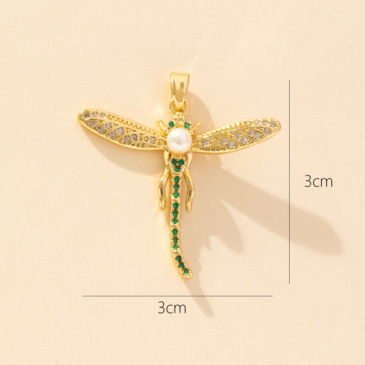 1 Piece Copper Zircon Dragonfly Pendant display picture 6