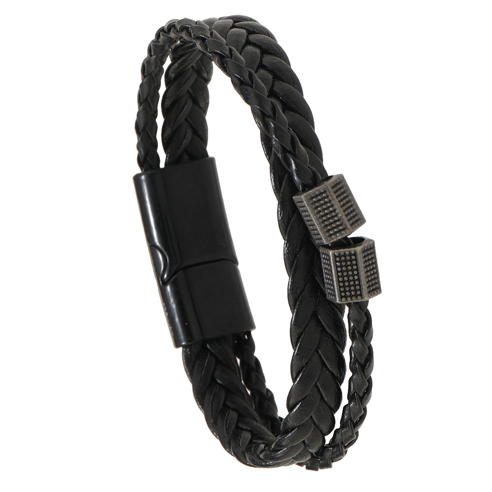 Hip Hop Geometrisch Pu-Leder Legierung Magnetisch Unisex Armbänder Männer Schnur & Leder Armbänder display picture 2