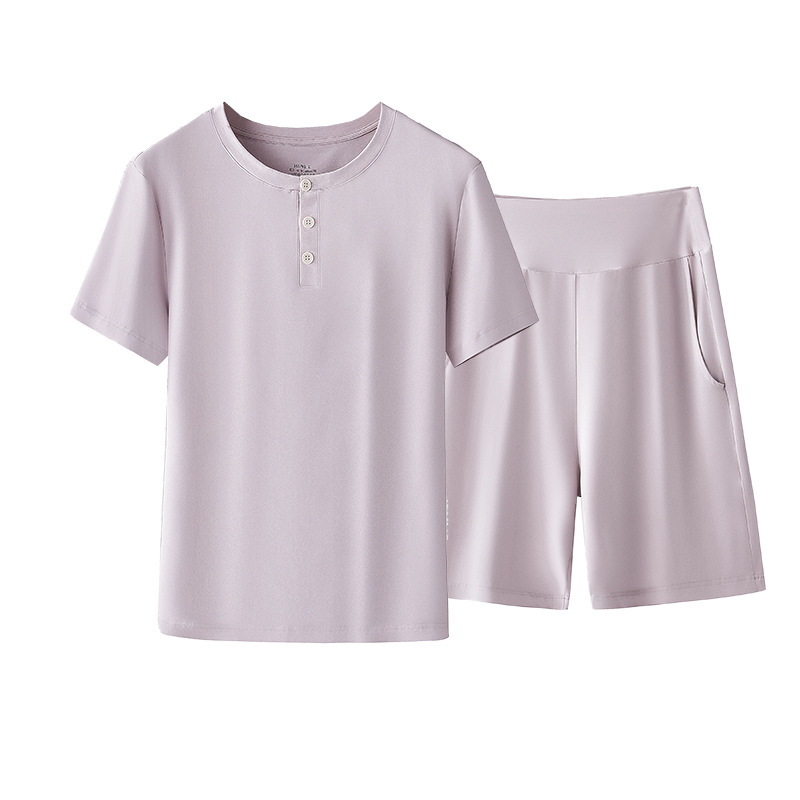 Pijamas de algodón de fibra larga para mujer, traje fino antiácaros de manga corta para primavera, otoño y verano, ropa para el hogar