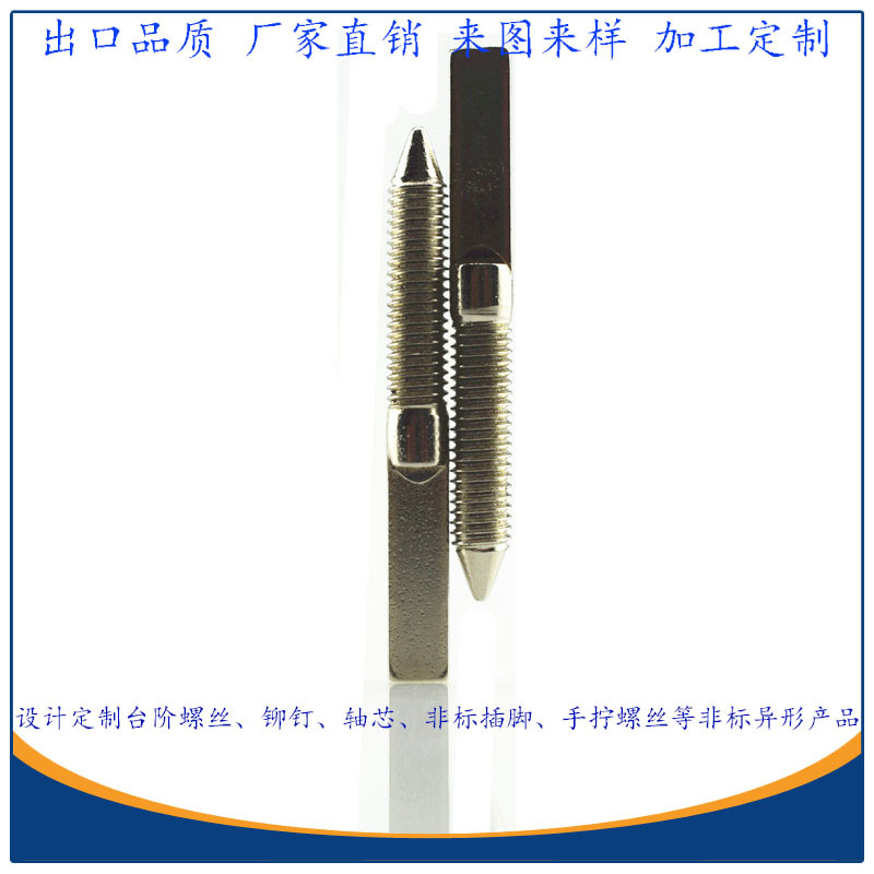 尖尾定位螺纹轴大朗冷镦厂家直销 M5铁镀镍扁位接线端子