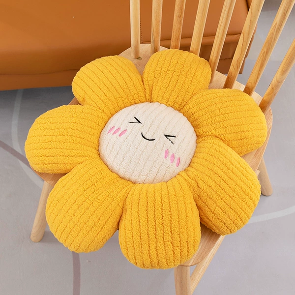 Yellow pillow, flowered