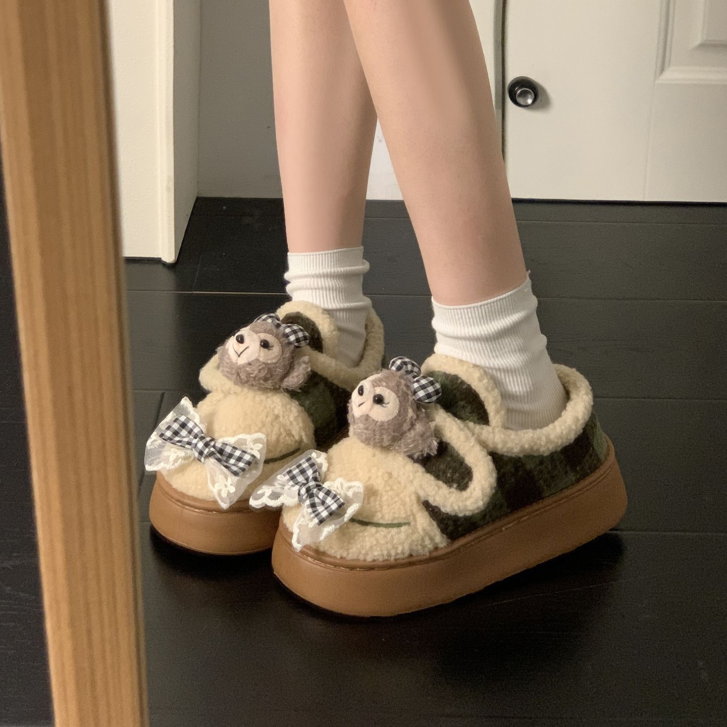卡通魔术贴包跟棉鞋女2025新款秋冬季外穿保暖增高百搭可爱雪地鞋