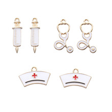 医生帽子护士温度计合金配件耳环针筒听诊器挂件饰品发饰吊坠diy