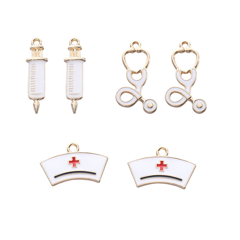 Doctor hat nurse thermometer alloy accessories earrings syringe stethoscope pendant jewelry hair accessories pendant diy