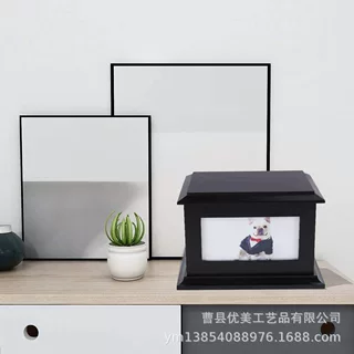 宠物骨灰木盒定做 复古木质宠物骨灰盒带相框 宠物殡葬骨灰盒木盒
