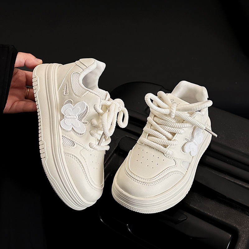 Atmungsaktive, weiße Mesh-Sneaker für Mädchen – leichte, rutschfeste Freizeitschuhe für Kleinkinder und Schulkinder_voghion.com