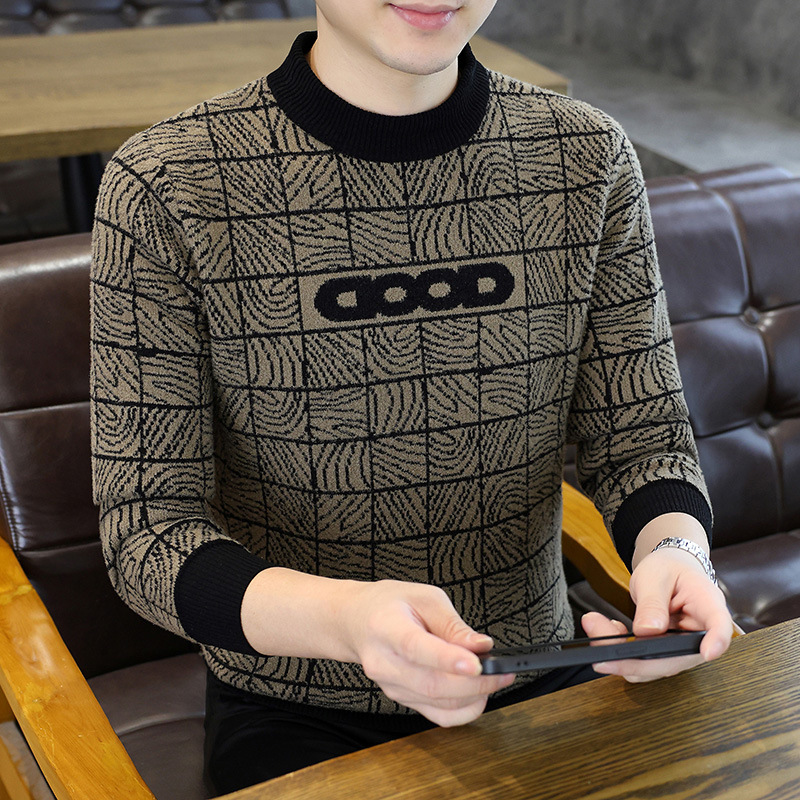 Men's Winter Thick Knit Sweater High-End European Fashion Brand Base Shirt 2025 New Men's Top