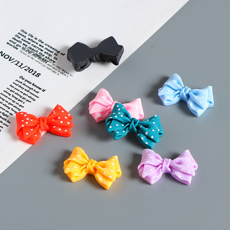 Polka Dot Bow Cartoon Resin Accessories Cream Glue DIY Handmade Mobile Phone Case Ice Skate Sticker Hairpin Hole Shoe Buckle