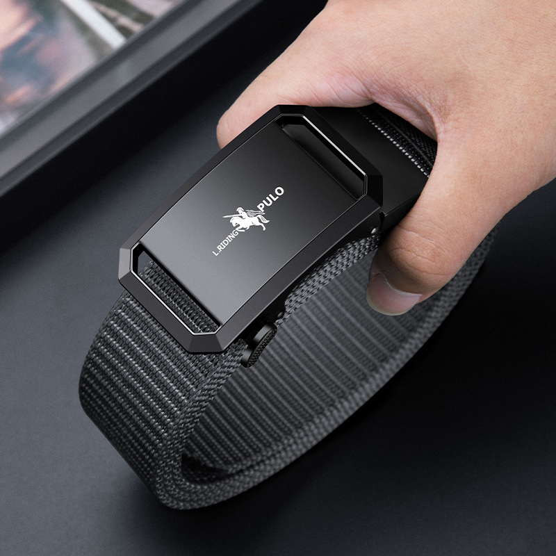 Νέα ανδρική ζώνη με αυτόματη πόρπη από καμβά, ανθεκτική και casual για νέους, ζώνη από νάιλον υψηλής ποιότητας, υψηλής ποιότητας ελαφρύ πολυτελές κλασικό στυλ_voghion.com