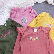 婴幼儿长袖蝴蝶结哈衣套装纯棉babysuit分体全棉衣服分体外贸服装