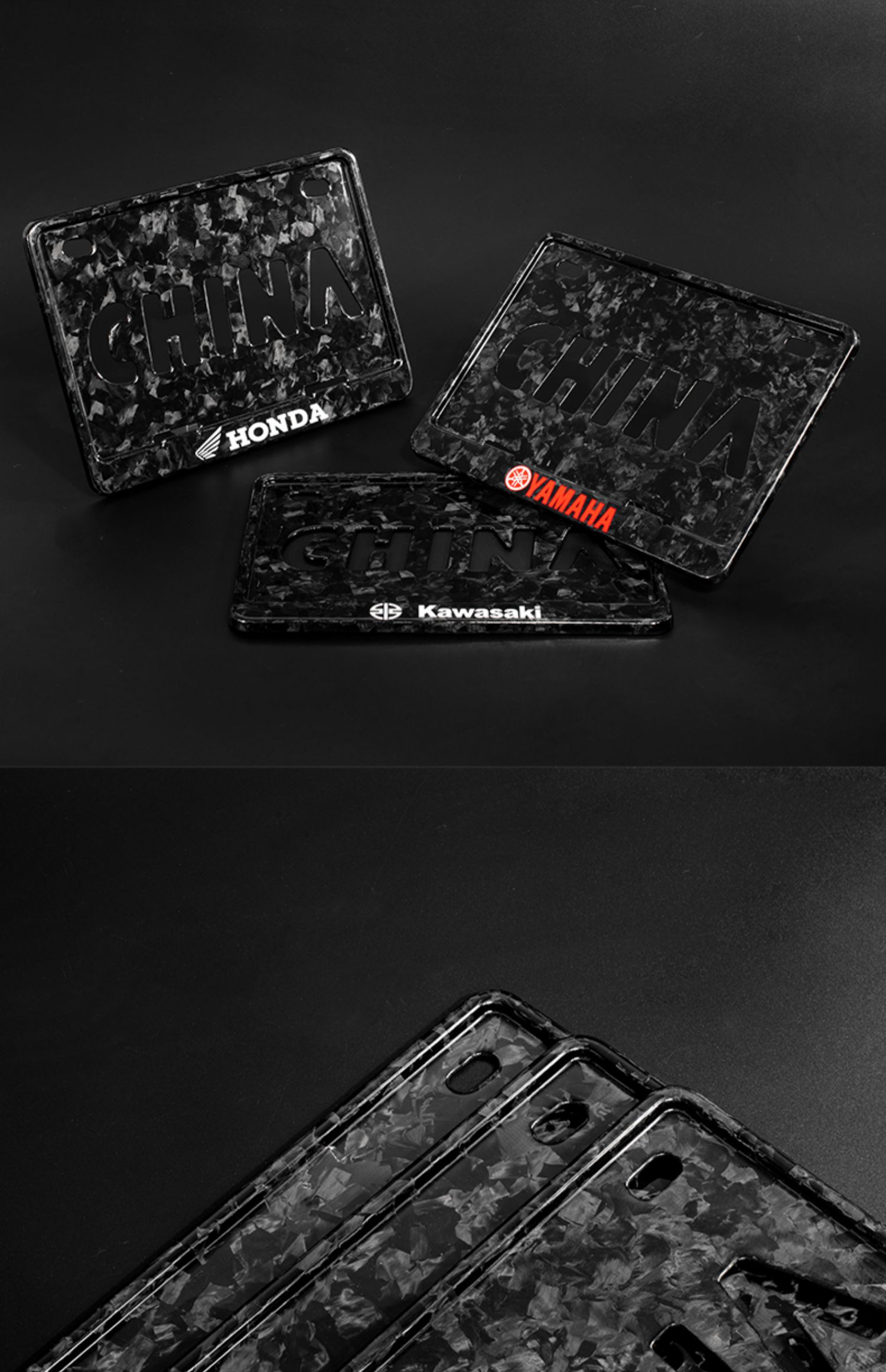 Suitable for Dry Carbon Fiber Motorcycle License Plate Frame, Rear License Plate Frame, Shockproof, for Yamaha, Kawasaki, Honda, No. 9