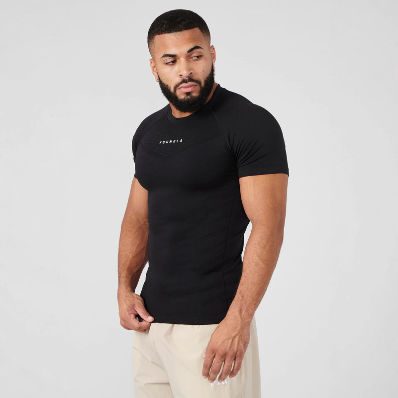 Youngla Men's T-Shirt Sports Fitness Quick-Drying Breathable Stretch Fitness Clothes Jogger Outdoor Running Basketball Clothes