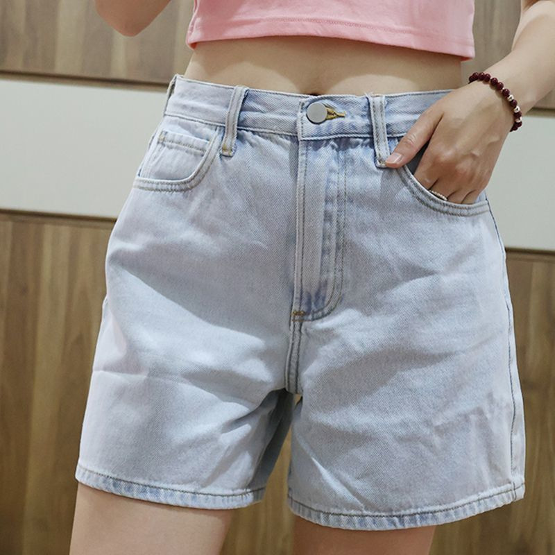 New Denim Shorts 2026 Summer Large Size Loose Fit Slimming Straight Light-Colored Pants High-Waisted Wide-Leg Pants