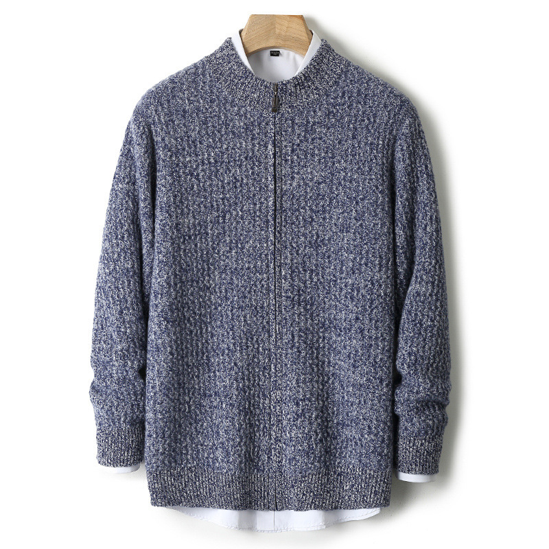 Cross-Border Autumn and Winter New Style Wool Cardigan Men's Half-Turtleneck Thickened Cashmere Coat Color-Blocking Knit Sweater Men's Top Cross-Border Autumn and Winter New Style Wool Cardigan Men's Half-Turtleneck Thickened Cashmere Coat Color-Blocking Knit Sweater Men's Top
