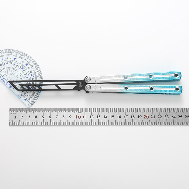 New Yangjiang Sea Demon Folding Butterfly Knife with Bright Grooves for Practice and Training, Multifunctional Spinning Toy, Squid-Shaped, Non-Sharpened