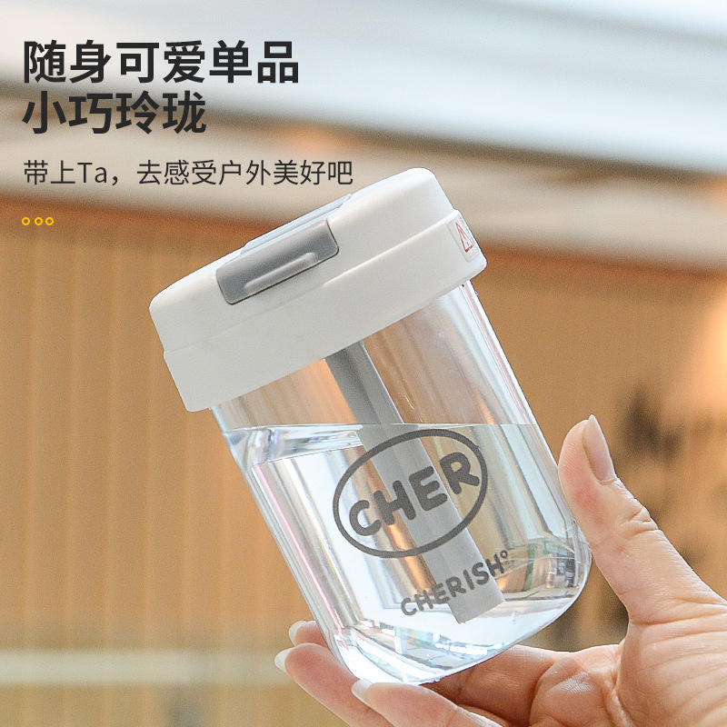 夏用高見えプラスチックトンカップウォーターカップ学生ポータブルストローカップダブルドリンクカップシンプルな女性|undefined
