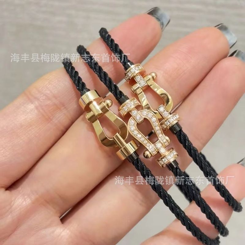 中号马蹄扣费雷德红绳手链情侣款男女本命年转运精工钢丝DIY手绳|undefined