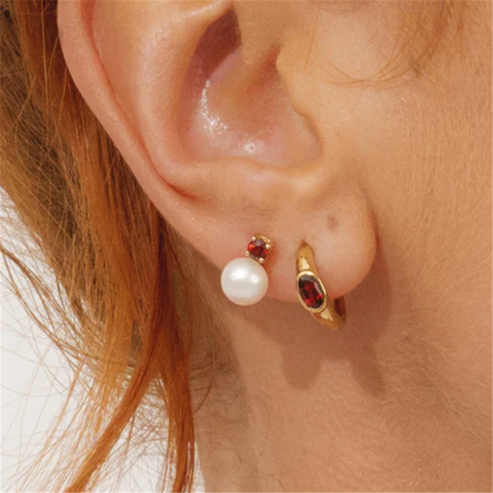 2g Weight Pearl, Zircon Inlay Material Ear Studs Classification 1 Pair Quantity Daily Occasion 925 Sterling Silver Material Geometric Pattern Women's Gender Plating, Inlay Design Simple Style Style 1 Pair 925 Sterling Silver Pearl Zircon Geometric Ear Studs 27