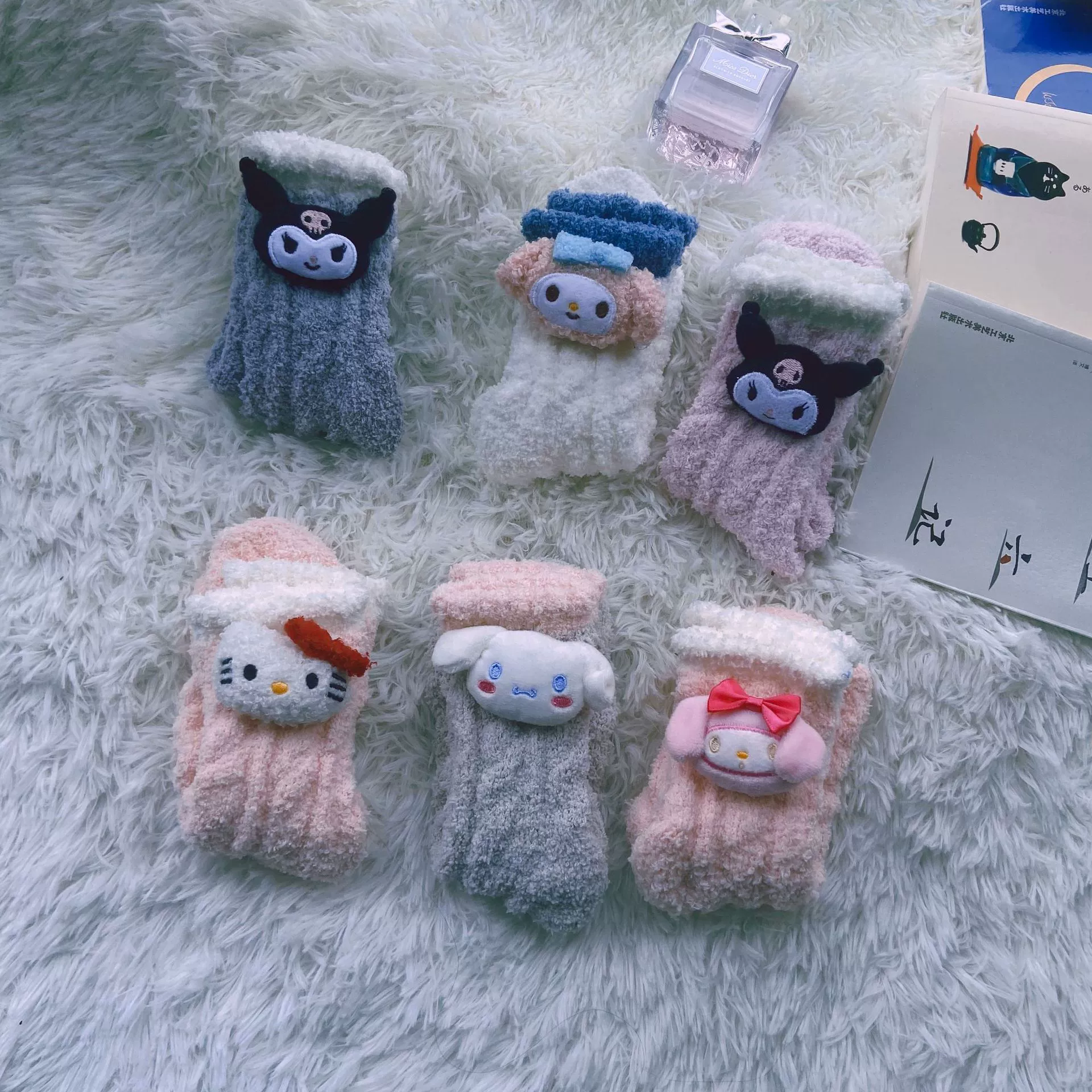 Бренд коралловый бархат белые мультяшные носки, стиль Лолита, Cinnamoroll
