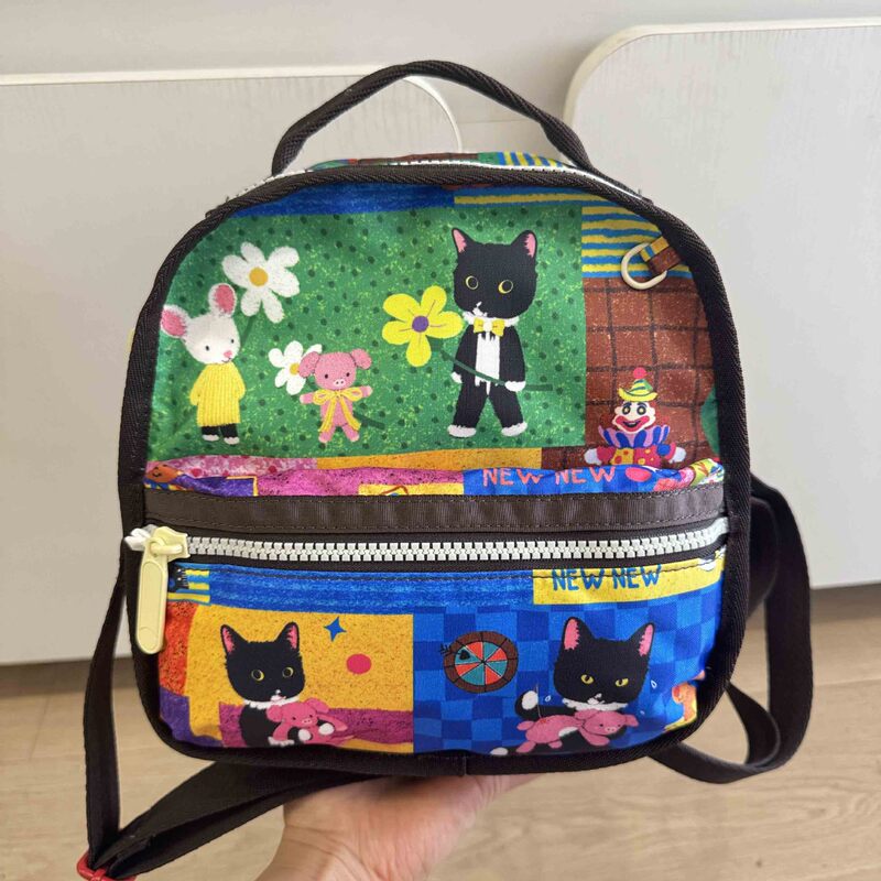 Cow Cat Retro Print Crossbody Bag Handheld Backpack Nylon Waterproof Bag Multifunctional Crossbody Bag