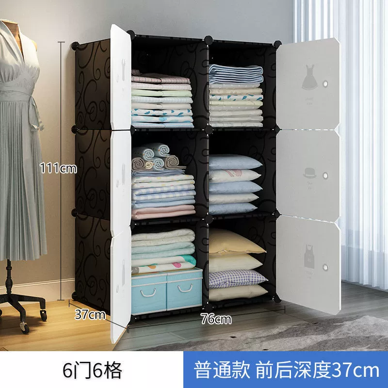 Modular Wardrobe, foldable plastic-cloth panels, multiple door configurations, assembly storage