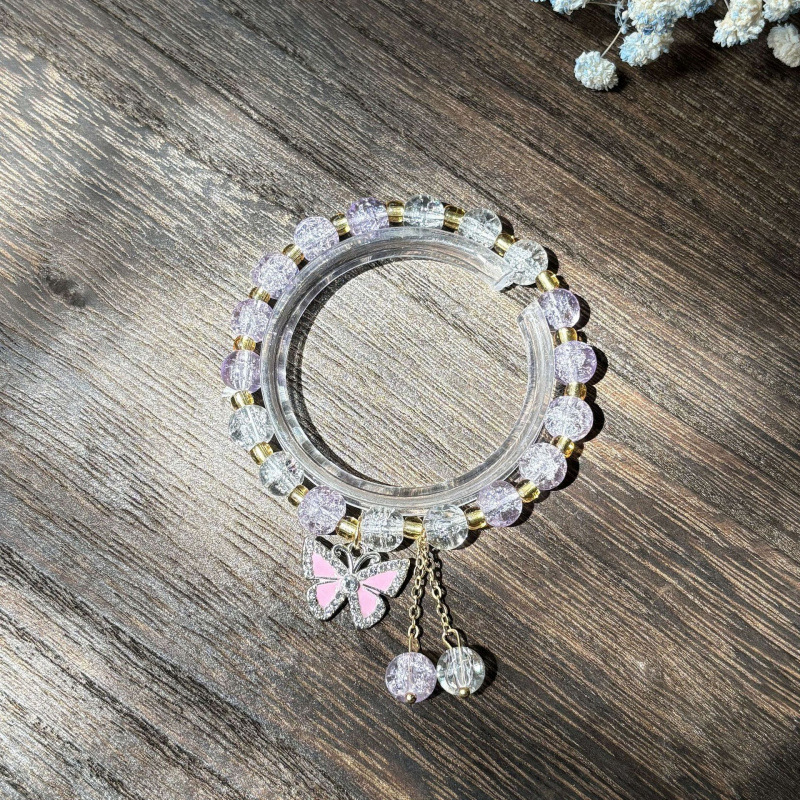 S024-폭발성 다이아몬드 나비 라이트 퍼플 팔찌#SZ206호