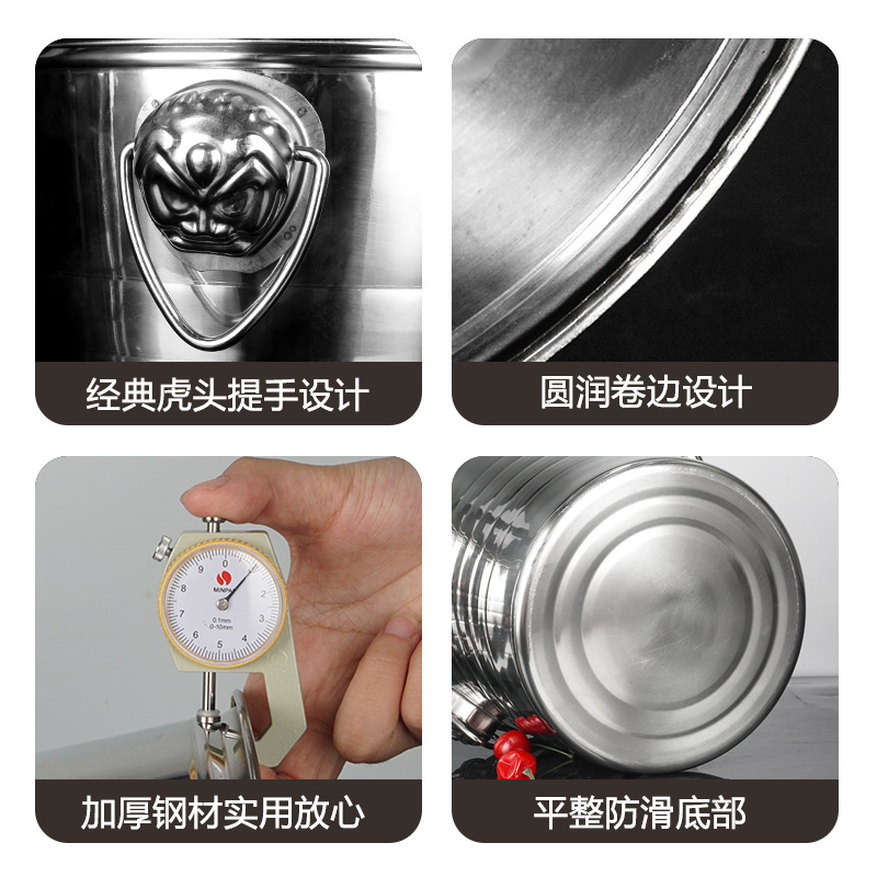 Cubo de hielo de acero inoxidable de doble oreja cabeza redonda cabeza de tigre Cubo de cerveza bar Cubo de vino portátil Cubo de champán engrosado Cubo de almacenamiento