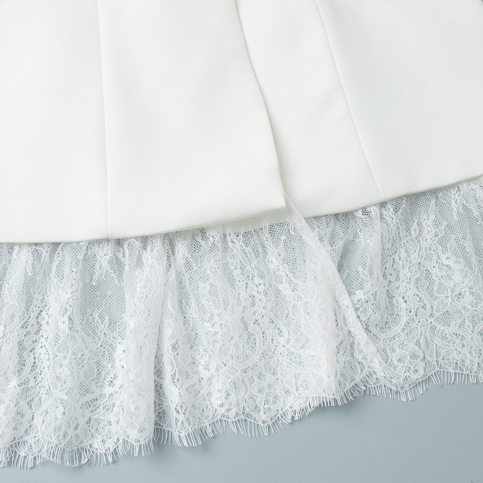 Áo blazer nữ phối ren chiết eo dáng trung bình tay dài cổ vest một hàng cúc — Màu trắng, màu đen chi tiết 13