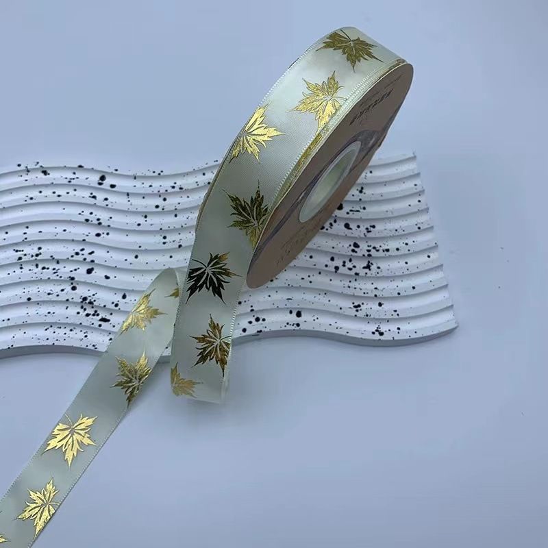 2,5 cm barra bandeja hecha a mano cinta láser hoja de arce Cinta de Oro DIY joyería caja de regalo embalaje nuevo al por mayor