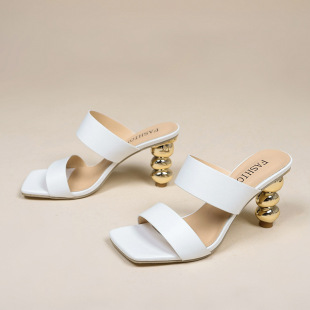 Cross-border plus size sandals women's 2025 spring fashion plated heel sandals high heels women's shaped gourd heel women's sandals
