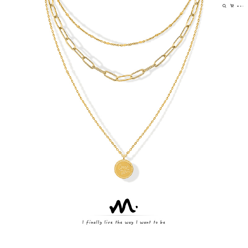 Europeo y americano todo-Partido frío estilo inglés carta redonda colgante collar transfronterizo Venta caliente titanio acero clavícula cadena joyería