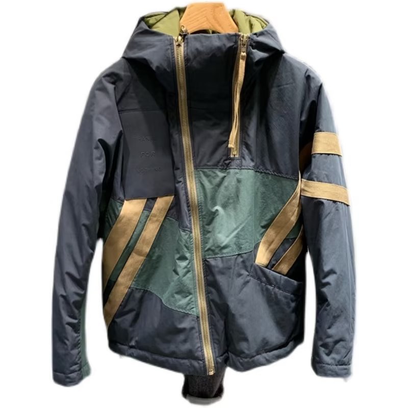 Abrigo de hombre Otoño e Invierno Nuevo estilo coreano diseño de costura cremallera oblicua Juventud con capucha chaqueta acolchada de algodón acolchado cálido