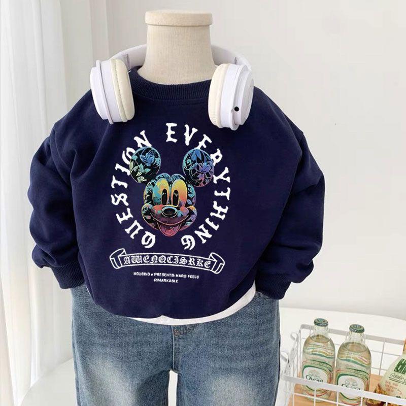 Spring and Autumn Korean Style Children's Sweater Boys and Girls Contrast Color Long Sleeve Top Baby Fashion Korean Base Shirt Children's Clothing