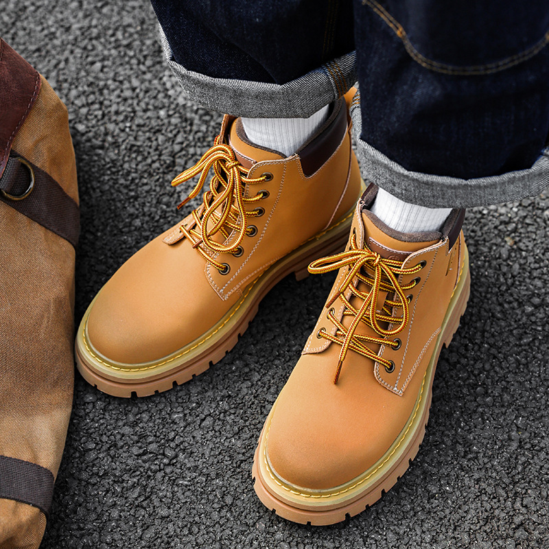 Nuovi stivali da uomo in pelle classici stivali grandi gialli stivali da lavoro da uomo retrò_voghion.com