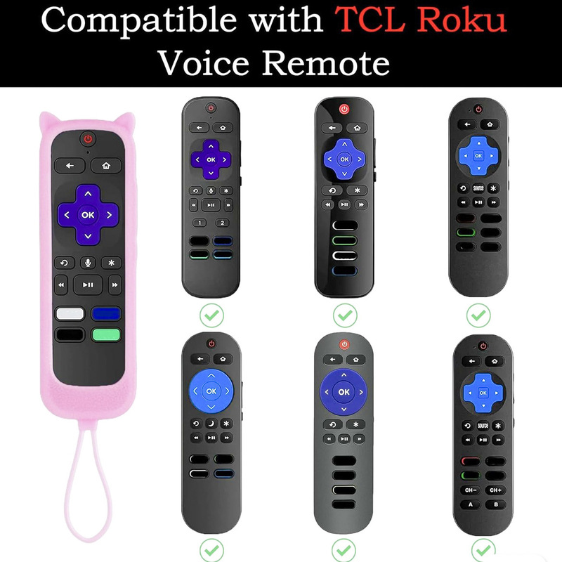 人気の TCL Roku シリーズユニバーサルシリコンリモコンカバー発光猫耳リモコン保護カバー落下防止|undefined