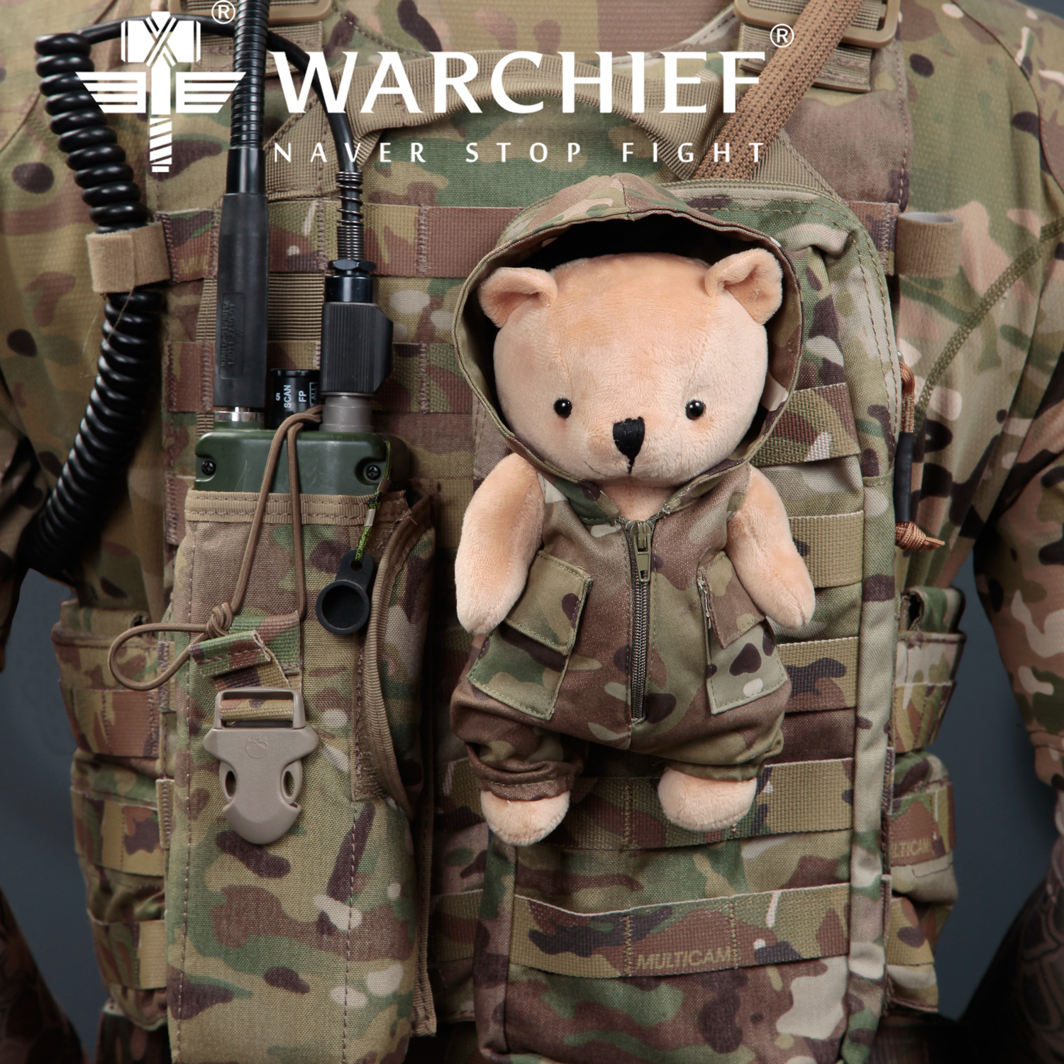Jefe nuevo oso de peluche de camuflaje táctico oso muñeca del ejército ventilador regalo lindo fábrica al por mayor muñeca de peluche muñeca