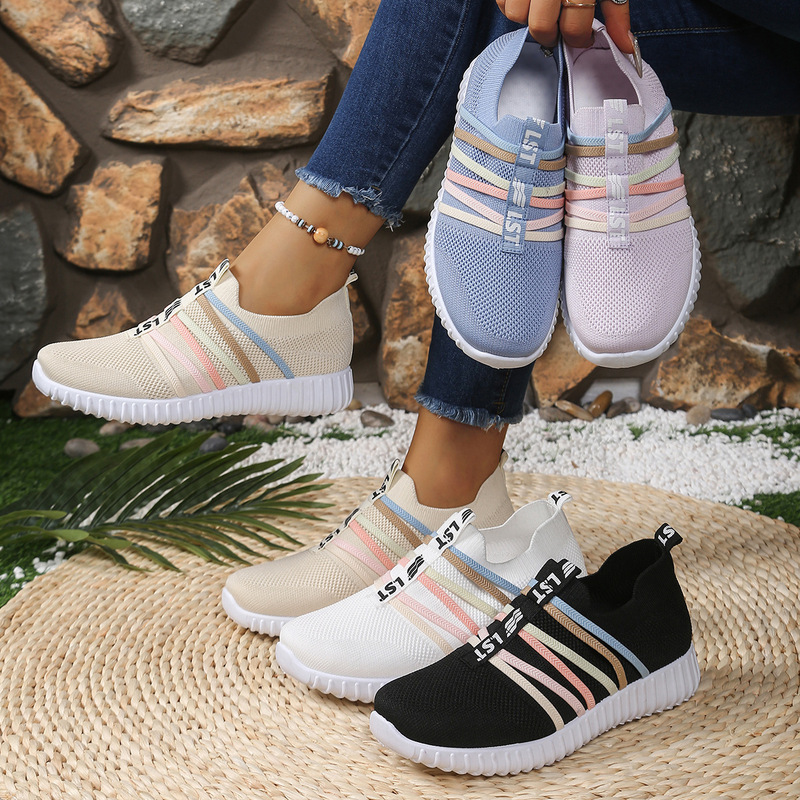 2025 Women's Summer New Flying Woven Shoes Rainbow Shoes Casual Shoes Lightweight Casual Slip-On Sports Shoes Cross-Border Wholesale 2025 Women's Summer New Flying Woven Shoes Rainbow Shoes Casual Shoes Lightweight Casual Slip-On Sports Shoes Cross-Border Wholesale