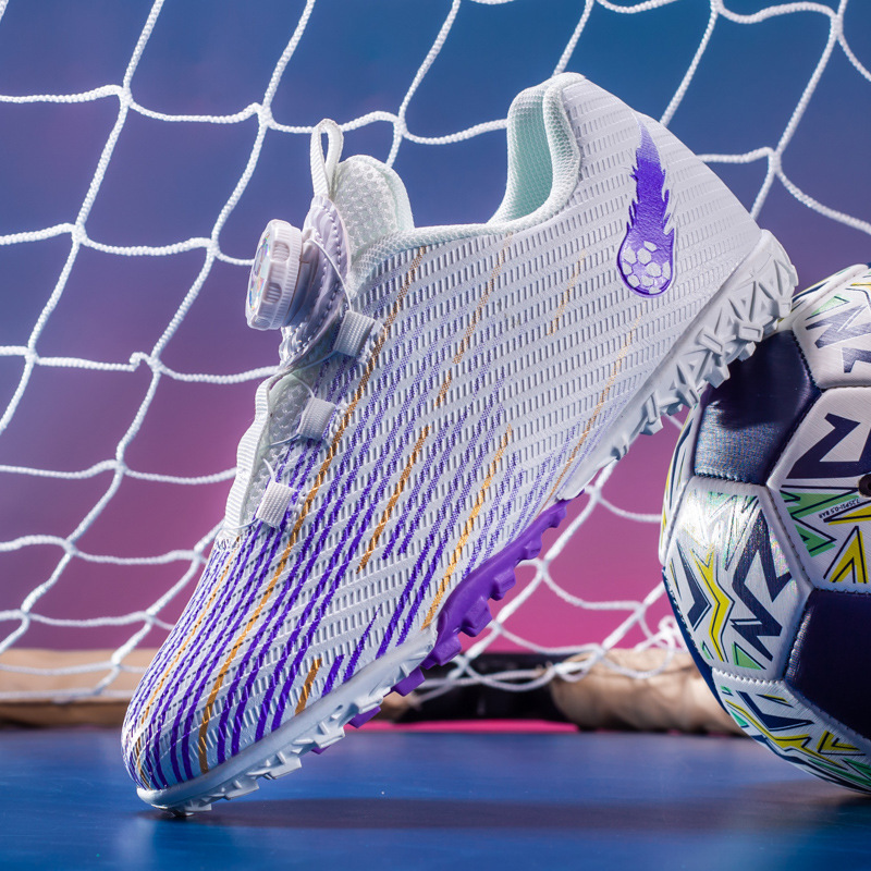 Children's Rotating Buckle Football Shoes Teenagers Boys and Girls Students Children's Nail-free Lace-up Grass Competition Training