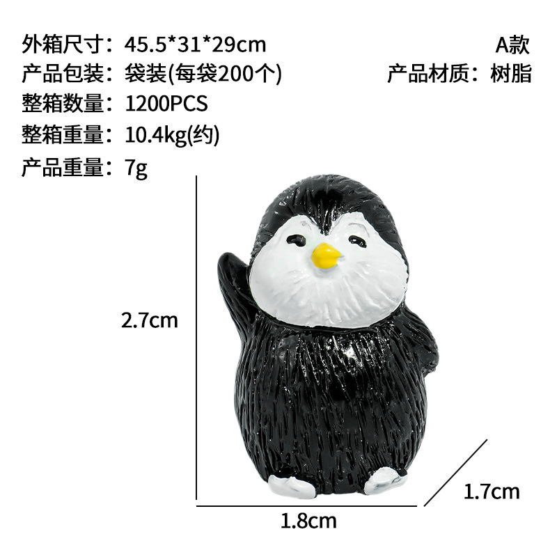 Micro paisaje de musgo decoración de escena de nieve nuevo lindo pingüino blanco y negro resina de pingüino adorno de animales de dibujos animados con