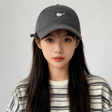2025韩版新款爱心刺绣百搭棒球帽女ins简约休闲显脸小鸭舌帽子潮