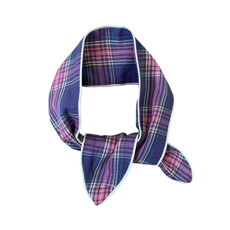 Pañuelo a cuadros Pañuelo de seda largo de algodón para mujer verano nuevo estilo pequeño estampado accesorios de todo fósforo bufanda de cuello correa para el cabello atado