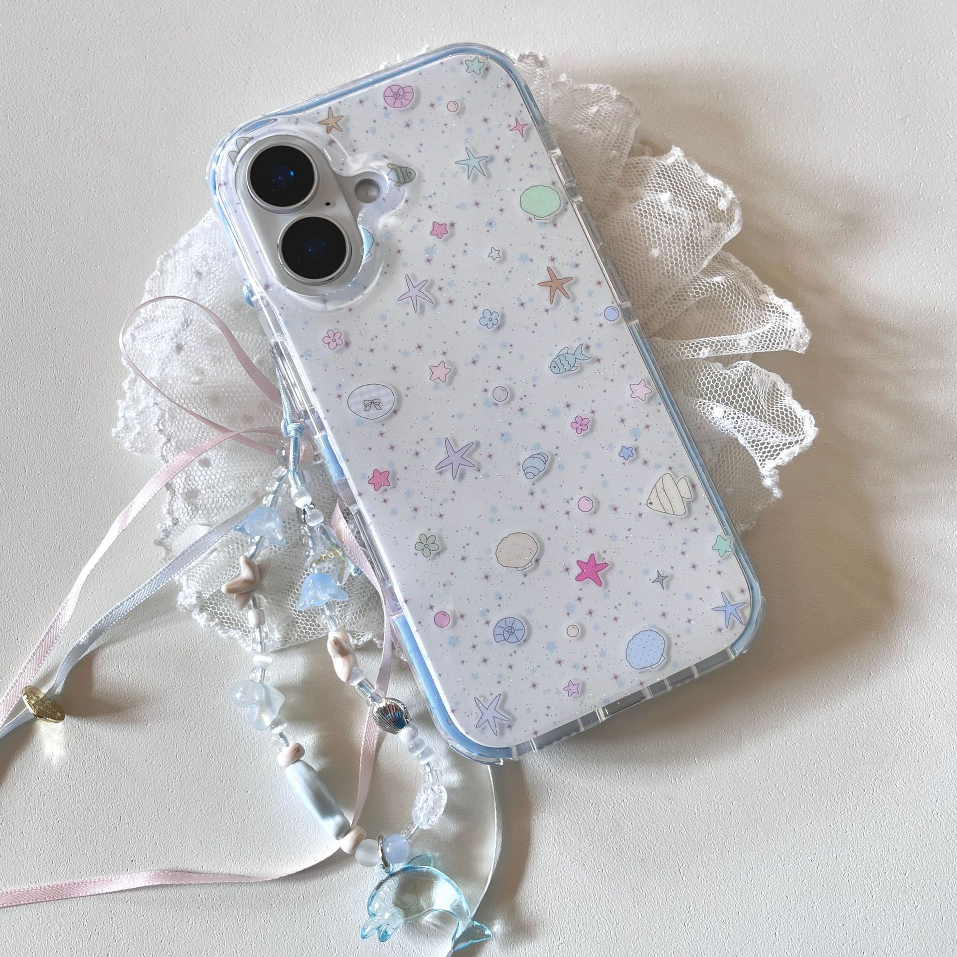 Verano pequeño y fresco animal marino adecuado para Apple 15/16 funda para teléfono móvil 14Pro azul 16PM femenino 13 nuevo 15