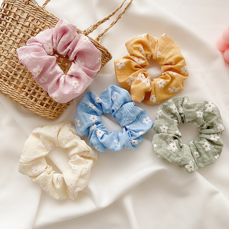 Women's Fashion Flower Cloth Pleated Hair Tie display picture 2